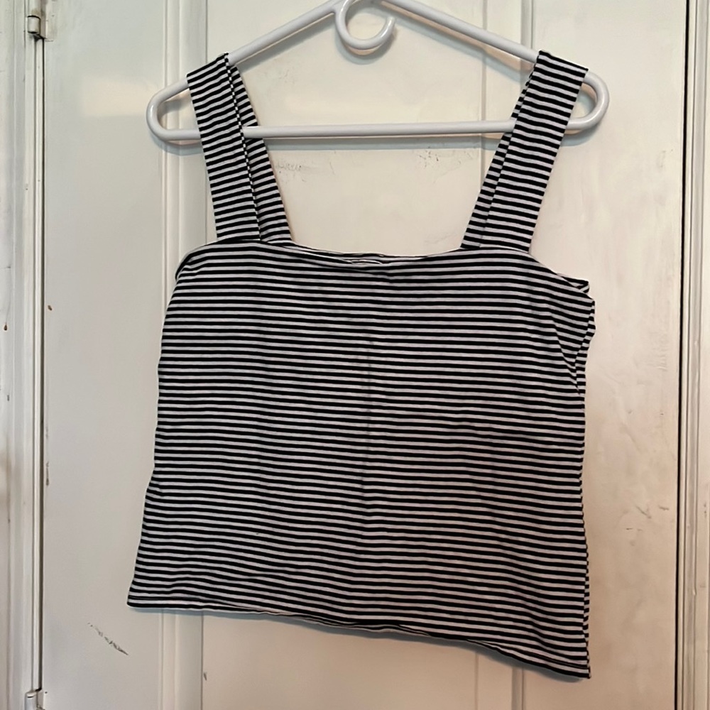 Loft size Large blue & white striped tank top. LIKE NEW